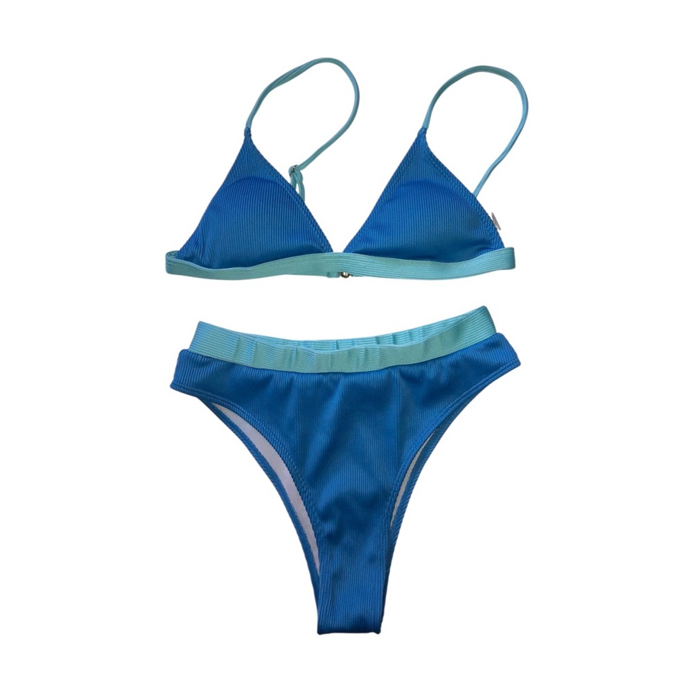 Sunny Co Blue Triangle Bikini Swim Set